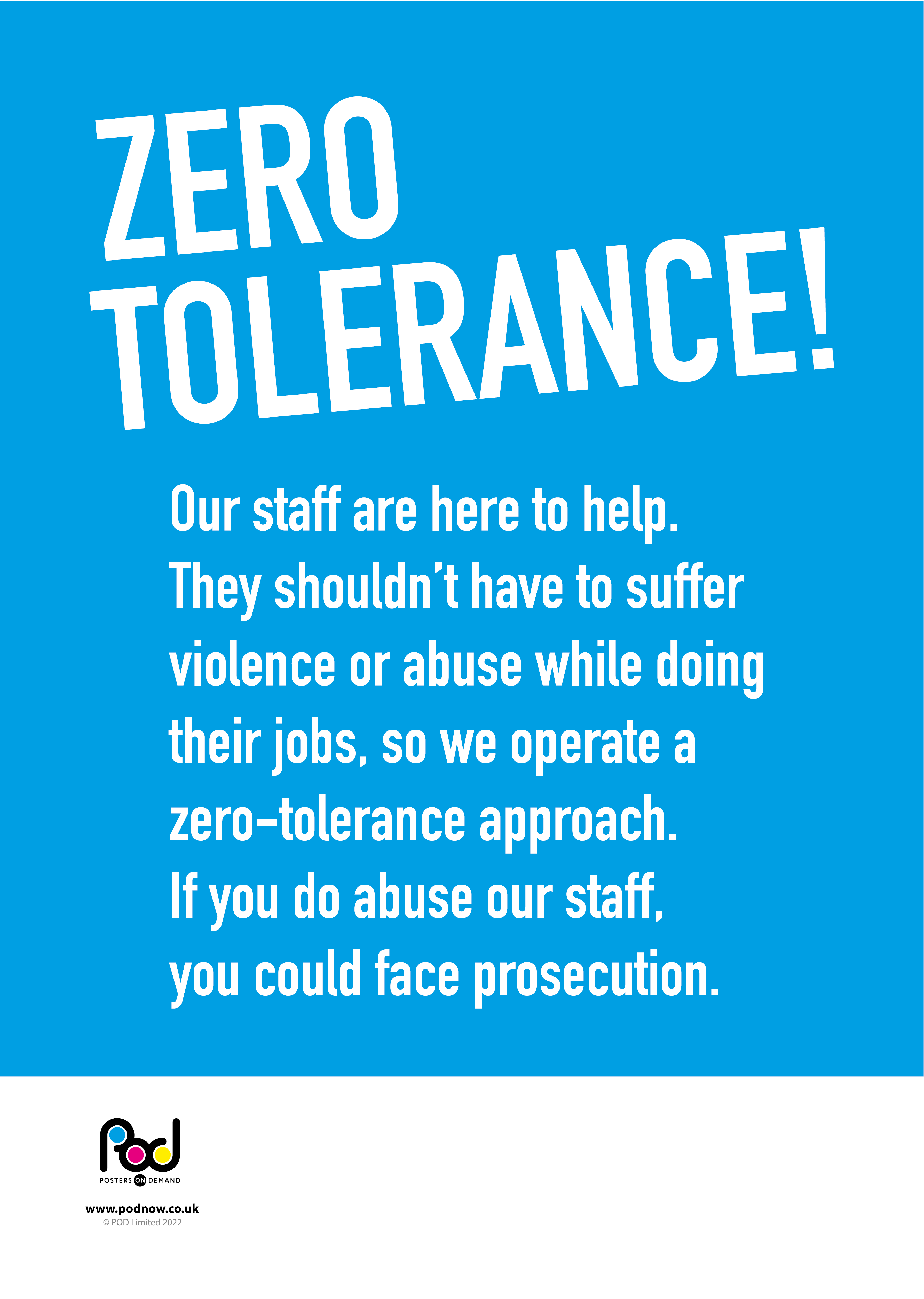Zero Tolerance Poster Nhs